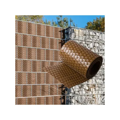 NYVI Polyrattan Sichtschutzstreifen Privafence 255 x 19 cm - Sichtschutz für Doppelstabmatten Zaun Anzahl:10;Farbe:Honig
