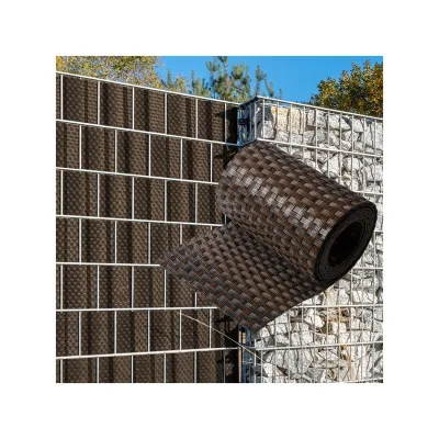 NYVI Polyrattan Sichtschutzstreifen Privafence 255 x 19 cm - Sichtschutz für Doppelstabmatten Zaun Anzahl:5;Farbe:Braun und Schwarz