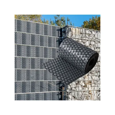NYVI Polyrattan Sichtschutzstreifen Privafence 255 x 19 cm - Sichtschutz für Doppelstabmatten Zaun Farbe:Anthrazit;Anzahl:10