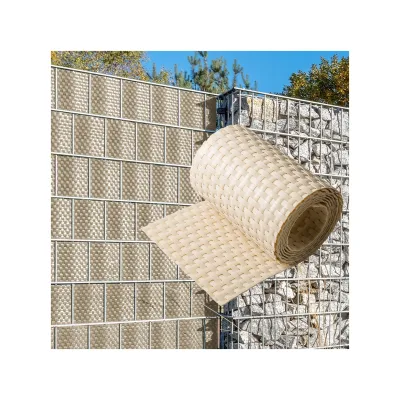 NYVI Polyrattan Sichtschutzstreifen Privafence 255 x 19 cm - Sichtschutz für Doppelstabmatten Zaun Farbe:Beige;Anzahl:5