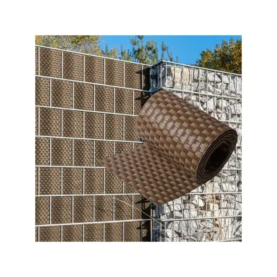 NYVI Polyrattan Sichtschutzstreifen Privafence 255 x 19 cm - Sichtschutz für Doppelstabmatten Zaun Farbe:Braun;Anzahl:6