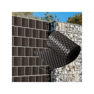 NYVI Polyrattan Sichtschutzstreifen Privafence 255 x 19 cm - Sichtschutz für Doppelstabmatten Zaun Farbe:Dunkelbraun;Anzahl:10