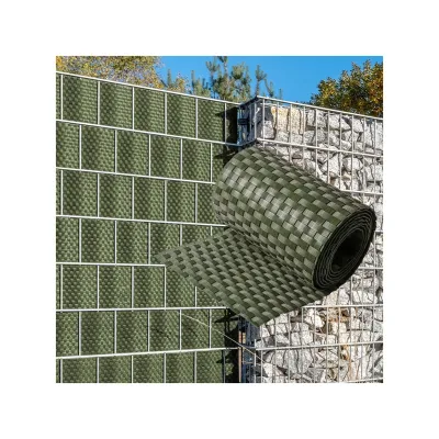 NYVI Polyrattan Sichtschutzstreifen Privafence 255 x 19 cm - Sichtschutz für Doppelstabmatten Zaun Farbe:Grün;Anzahl:6