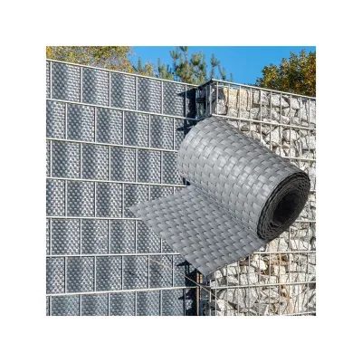 NYVI Polyrattan Sichtschutzstreifen Privafence 255 x 19 cm - Sichtschutz für Doppelstabmatten Zaun Farbe:Hellgrau;Anzahl:10