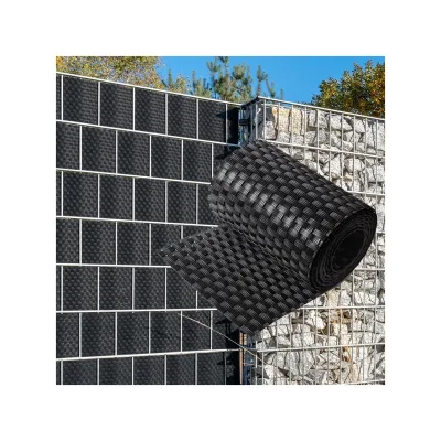 NYVI Polyrattan Sichtschutzstreifen Privafence 255 x 19 cm - Sichtschutz für Doppelstabmatten Zaun Farbe:Schwarz;Anzahl:6