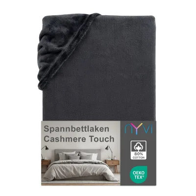 NYVI Spannbettlaken DreamScience Cashmere Touch Spannbetttuch - Kuschelweiches & Wärmendes Bettlaken für Matratzenhöhe bis zu 22 cm Farbe:anthrazit;Größe:180 - 200x220 + 40 cm Boxspringbett