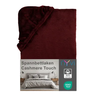 NYVI Spannbettlaken DreamScience Cashmere Touch Spannbetttuch - Kuschelweiches & Wärmendes Bettlaken für Matratzenhöhe bis zu 22 cm Farbe:bordeaux;Größe:90x200 - 100x200 cm