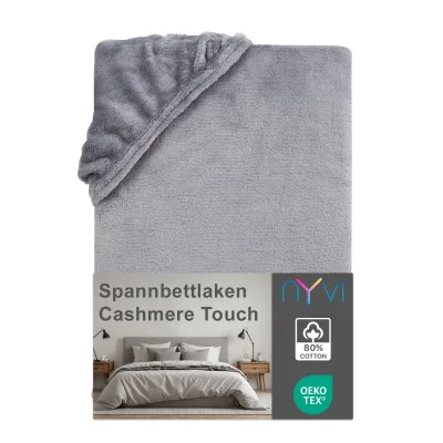 NYVI Spannbettlaken DreamScience Cashmere Touch Spannbetttuch - Kuschelweiches & Wärmendes Bettlaken für Matratzenhöhe bis zu 22 cm Farbe:grau;Größe:140x200 - 160x200 cm