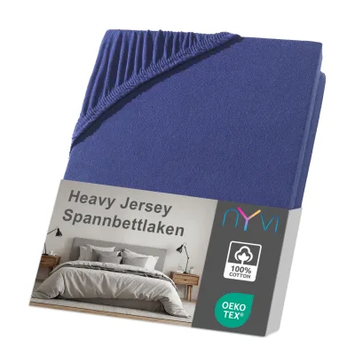 NYVI Spannbettlaken DreamScience Heavy Jersey  - Spannbetttuch, Formstabil, 160g/m², Rundum-Gummizug, Bügelfrei Farbe:navyblau;Größe:180x200 - 200x200 cm