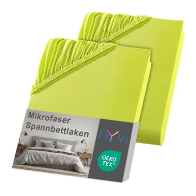 NYVI Spannbettlaken DreamScience Mikrofaser - Weich & Anschmiegsam, Rundumgummizug, Bügelfrei Farbe:apfelgrün;Größe:180x200 - 200x200 cm (2er Pack)