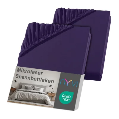 NYVI Spannbettlaken DreamScience Mikrofaser - Weich & Anschmiegsam, Rundumgummizug, Bügelfrei Farbe:aubergine;Größe:140x200 - 160x200 cm (2er Pack)