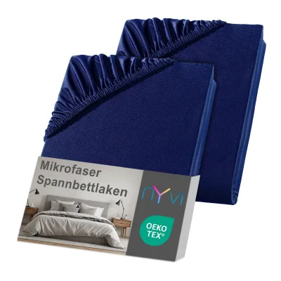 NYVI Spannbettlaken DreamScience Mikrofaser - Weich & Anschmiegsam, Rundumgummizug, Bügelfrei Farbe:navyblau;Größe:180x200 - 200x200 cm (2er Pack)