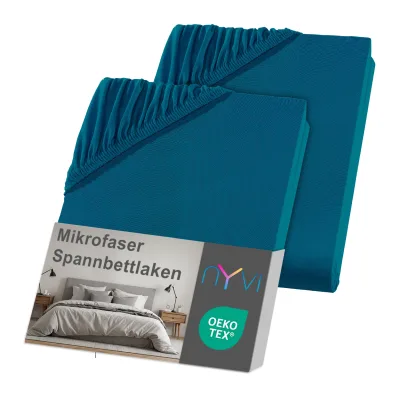 NYVI Spannbettlaken DreamScience Mikrofaser - Weich & Anschmiegsam, Rundumgummizug, Bügelfrei Farbe:petrol;Größe:180x200 - 200x200 cm (2er Pack)