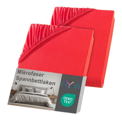 NYVI Spannbettlaken DreamScience Mikrofaser - Weich & Anschmiegsam, Rundumgummizug, Bügelfrei Farbe:rot;Größe:180x200 - 200x200 cm (2er Pack)