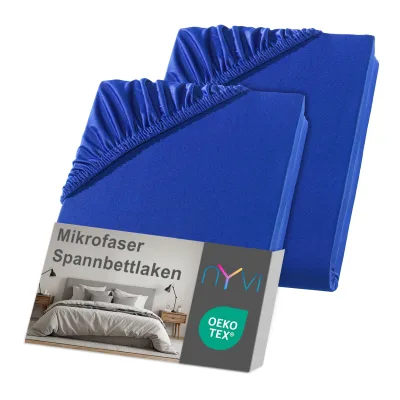 NYVI Spannbettlaken DreamScience Mikrofaser - Weich & Anschmiegsam, Rundumgummizug, Bügelfrei Farbe:royalblau;Größe:90x200 - 100x200 cm (2er Pack)