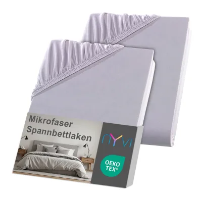 NYVI Spannbettlaken DreamScience Mikrofaser - Weich & Anschmiegsam, Rundumgummizug, Bügelfrei Farbe:silber;Größe:180 - 200x220 + 40 cm Boxspringbett (2er Pack)