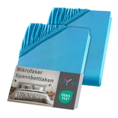 NYVI Spannbettlaken DreamScience Mikrofaser - Weich & Anschmiegsam, Rundumgummizug, Bügelfrei Farbe:türkis;Größe:180x200 - 200x200 cm (2er Pack)