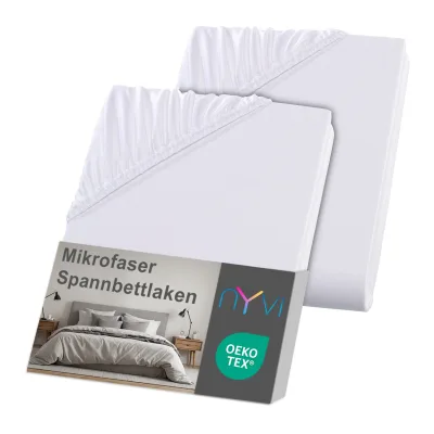 NYVI Spannbettlaken DreamScience Mikrofaser - Weich & Anschmiegsam, Rundumgummizug, Bügelfrei Farbe:weiss;Größe:180 - 200x220 + 40 cm Boxspringbett (2er Pack)