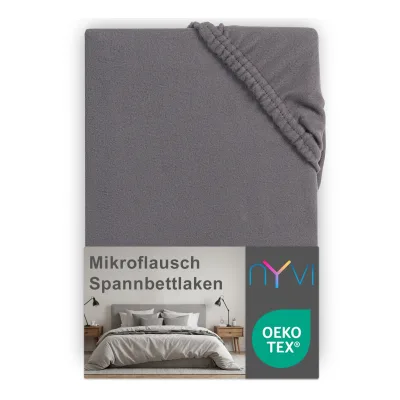 NYVI Spannbettlaken DreamScience Mikroflausch - Kuschelweiches & Wärmendes Bettlaken Spannbetttuch Farbe:anthrazit;Größe:180 - 200x220 + 40 cm Boxspringbett