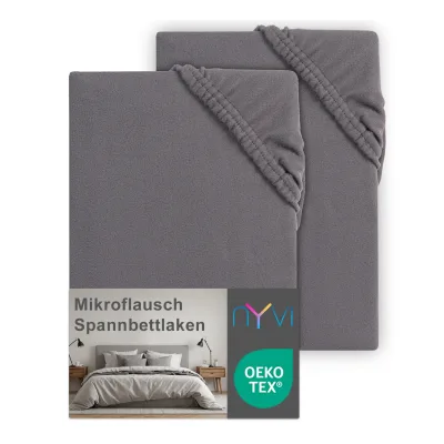 NYVI Spannbettlaken DreamScience Mikroflausch - Kuschelweiches & Wärmendes Bettlaken Spannbetttuch Farbe:anthrazit;Größe:180x200 - 200x200 cm (2er Pack)