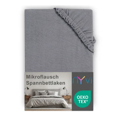 NYVI Spannbettlaken DreamScience Mikroflausch - Kuschelweiches & Wärmendes Bettlaken Spannbetttuch Farbe:grau;Größe:180 - 200x220 + 40 cm Boxspringbett