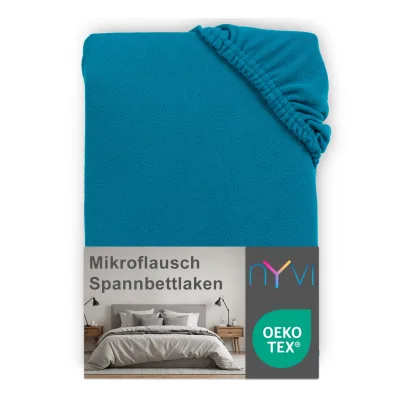 NYVI Spannbettlaken DreamScience Mikroflausch - Kuschelweiches & Wärmendes Bettlaken Spannbetttuch Farbe:petrol;Größe:180 - 200x220 + 40 cm Boxspringbett