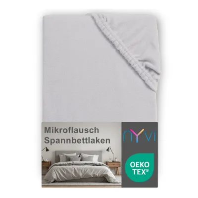 NYVI Spannbettlaken DreamScience Mikroflausch - Kuschelweiches & Wärmendes Bettlaken Spannbetttuch Farbe:silber;Größe:180 - 200x220 + 40 cm Boxspringbett