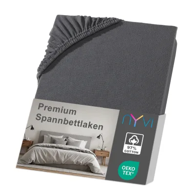 NYVI Spannbettlaken DreamScience Premium - Komfort Spannbetttuch, 190g/m², Einlaufschutz, Bügelfrei, mit Gummizug Farbe:anthrazit;Größe:180x200 - 200x200 cm