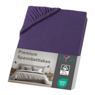 NYVI Spannbettlaken DreamScience Premium - Komfort Spannbetttuch, 190g/m², Einlaufschutz, Bügelfrei, mit Gummizug Farbe:aubergine;Größe:180 - 200x220 + 40 cm Boxspringbett