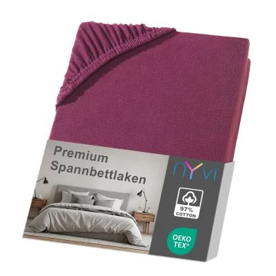 NYVI Spannbettlaken DreamScience Premium - Komfort Spannbetttuch, 190g/m², Einlaufschutz, Bügelfrei, mit Gummizug Farbe:bordeaux;Größe:140 - 160x220 + 40 cm Boxspringbett