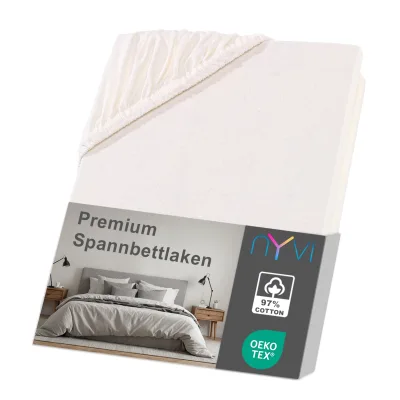 NYVI Spannbettlaken DreamScience Premium - Komfort Spannbetttuch, 190g/m², Einlaufschutz, Bügelfrei, mit Gummizug Farbe:natur;Größe:140 - 160x220 + 40 cm Boxspringbett