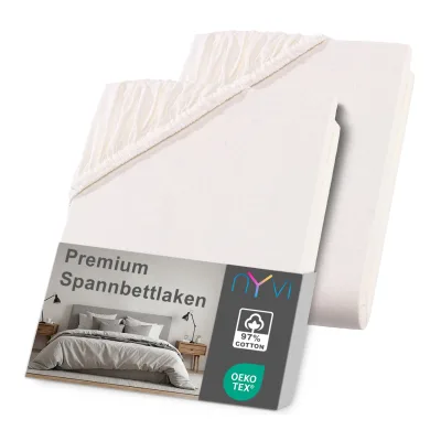 NYVI Spannbettlaken DreamScience Premium - Komfort Spannbetttuch, 190g/m², Einlaufschutz, Bügelfrei, mit Gummizug Farbe:natur;Größe:180 - 200x220 + 40 cm Boxspringbett (2er Pack)
