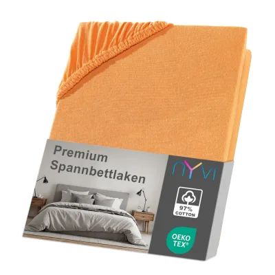 NYVI Spannbettlaken DreamScience Premium - Komfort Spannbetttuch, 190g/m², Einlaufschutz, Bügelfrei, mit Gummizug Farbe:orange;Größe:180 - 200x220 + 40 cm Boxspringbett