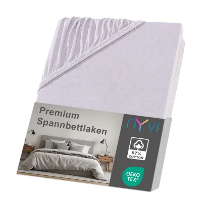 NYVI Spannbettlaken DreamScience Premium - Komfort Spannbetttuch, 190g/m², Einlaufschutz, Bügelfrei, mit Gummizug Farbe:silber;Größe:180x200 - 200x200 cm