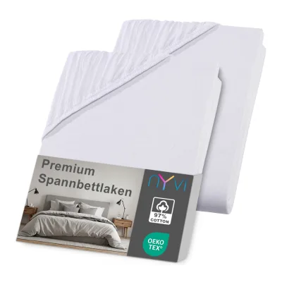 NYVI Spannbettlaken DreamScience Premium - Komfort Spannbetttuch, 190g/m², Einlaufschutz, Bügelfrei, mit Gummizug Farbe:weiß;Größe:180 - 200x220 + 40 cm Boxspringbett (2er Pack)