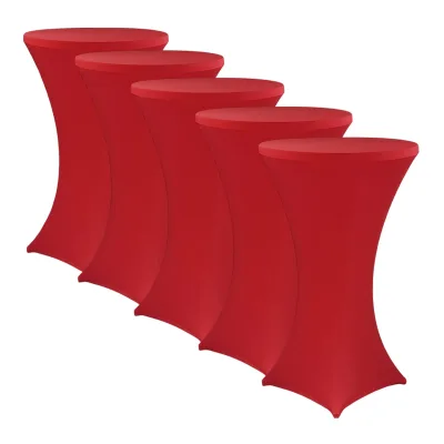 NYVI Stehtischhusse NYVIGala - Elastische Stretchhusse für Stehtische & Bistrotische Farbe:Rot;Größe:Ø 80-85 cm - 5er Set