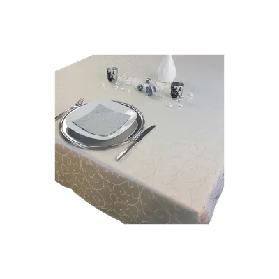 NYVI Tafeldecke Premium 150x250 cm mit edlen Ornamenten Farbe:Ecru
