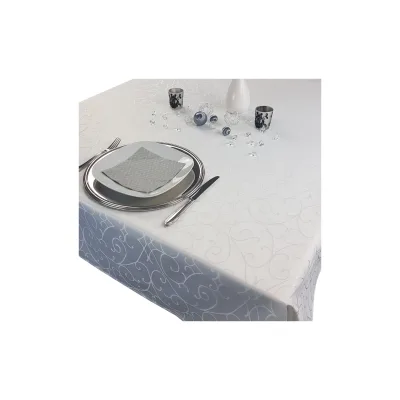 NYVI Tafeldecke Premium 150x250 cm mit edlen Ornamenten Farbe:Weiß