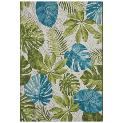 NYVI Teppich Flair - Wetterfest, UV-beständig, für Innen und Außen Größe:120x180 cm;Farbe:Turquoise Green Leaves