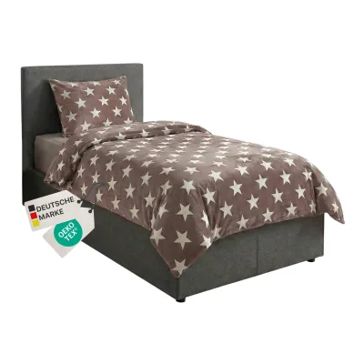 NYVI  Winter Bettwäsche CozyStar Soft 2-teilig 1x Bettbezug 135x200 + 1x Kissenbezug 80x80 Sterne Farbe:Aubergine