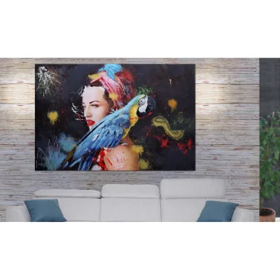 Ölgemälde Frau MCW-H25, Leinwandbild Wandgemälde Gemälde, handgemaltes XL Wandbild ~ 80x120cm
