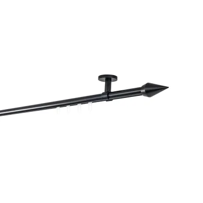 Ondeco Gardinenstange auf Maß Innenlauf 20mm Kegel 1-lauf Deckenträger 4cm mit Gleiter Farbe: Schwarz, Größe: 360cm