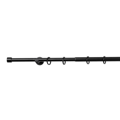 Ondeco Gardinenstange ausziehbar 1-lauf 16-19mm Trendy für Fenster mit Wandmontage Farbe: Black, Größe: 120-210 cm