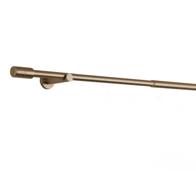 Ondeco Gardinenstange ausziehbar 1-lauf Wandmontage Endstück Rille 16/19 mm mit Ringen Farbe: Gold, Größe: 160-280 cm