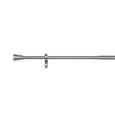 Ondeco Gardinenstange ausziehbar 1-lauf Wandmontage Endstück Zylinder Edelstahl-Optik 16/19 mm Farbe: Edelstahl-Optik, Größe: 120-210 cm