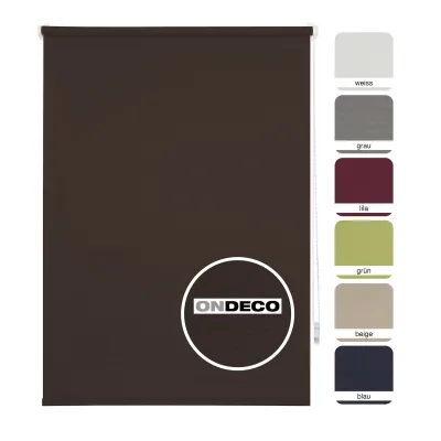 Ondeco Tageslichtrollo Win ohne Bohren Klemmfix lichtdurchlässig und Blickdicht Farbe: Braun, Größe: 100x160 cm
