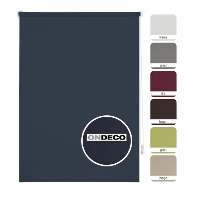 Ondeco Tageslichtrollo Win ohne Bohren Klemmfix lichtdurchlässig und Blickdicht Farbe: Dark-Blue, Größe: 100x160 cm