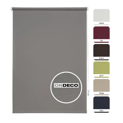 Ondeco Tageslichtrollo Win ohne Bohren Klemmfix lichtdurchlässig und Blickdicht Farbe: Grau, Größe: 100x160 cm