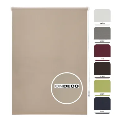 Ondeco Tageslichtrollo Win ohne Bohren Klemmfix lichtdurchlässig und Blickdicht Farbe: Sand, Größe: 90x210 cm