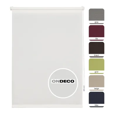 Ondeco Tageslichtrollo Win ohne Bohren Klemmfix lichtdurchlässig und Blickdicht Farbe: Weiß, Größe: 120x160 cm